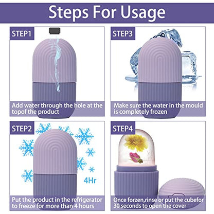 XHJRI Ice Face Roller Massager,Ice Cube Roller for Face, Eyes and Neck Naturally Conditioning and Skin Care,De-Puff Eye Bags,Reduce Migraine Pain,Reusable Massage Silicone Ice Mold (Purple) - color: Purple