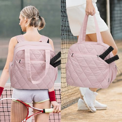 G4Free Pickleball Bag, Pickleball Backpack for Men and Women, Tote with Shoe Compartment and Waterproof Pocket - color: Pink