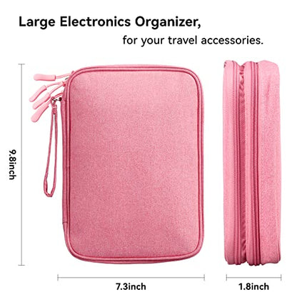 Cable Organizer Bag Travel Case for Electronics (Large, Dark Pink) - color: Dark Pink, style: Large