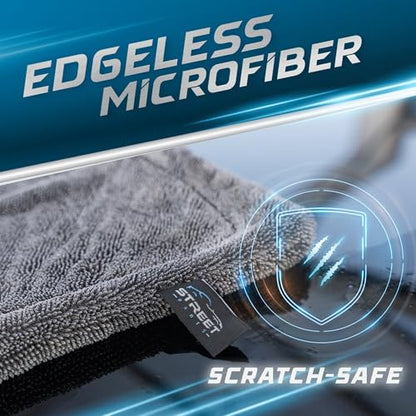 Car Drying Towel 24"x36" 1400GSM Edgeless Microfiber Towel, Ultra-Absorbent Auto Detailing Towel with Twisted-Loop Fiber Design, Streak Free, Lint Free Drying for Cars, SUVs, & Trucks