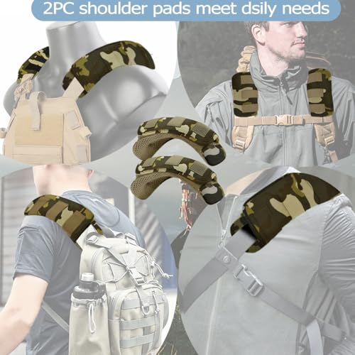 ZINMARK 2Pcs Thick Cushioned Shoulder Pads, Anti-Slip Design and Breathable Mesh Pads for Shoulder Strap,Soft and Comfortable - color: Camouflage Green