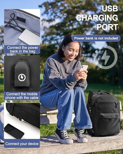 Simple Travel Backpack For Women Men,Laptop Travel Backpack Carry on Flight Approved,Frontier Airlines Personal Item Travel Bag,Waterproof luggage backpack,Mochila de Viaje(Black) - color: Black