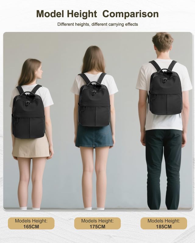 Black Laptop Work Backpack for Women - 15.6 Inch Laptop Compartment, Lightweight Waterproof Large Travel Backpack for College, Nurse & Teacher - color: Model a Black