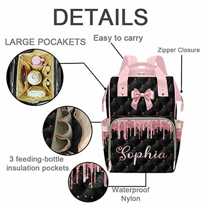 MyPupSocks Custom Baby Diaper Backpack with Name, Custom Multifunction Large Travel Diaper Bag Backpack for New Mom Baby Newborn - color: Multi #28