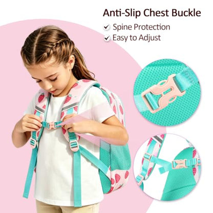 abshoo Kids Backpack For Girls Elementary Kindergarten Bookbag (Strawberry) | Lightweight,Multi-pocket,Front chest buckle,Reflective strip, Breathable widened strap, School Bags - color: Strawberry