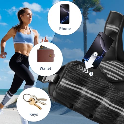 Adjustable Weighted Vest, Neoprene Weight Vest for Jogging,Walking, Running with Reflective Strips and Mesh Pockets - size: 4-20 LBS