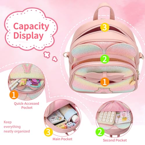 Birthday Gift for 2 3 4 5 6 7 8 9 10 Year old Girls Personalized Initial Mini Backpack Purse for Toddler Kids-Shine-T - color: Shine, style: T