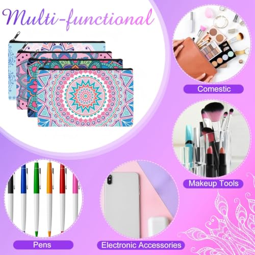 Reginary 20 Pcs Makeup Bags Gifts for Women Canvas Cosmetic Bags with Zipper Bulk Gift for Women Travel Purse Organizer Pouch Accessory, Toiletry Large Capacity, 7 x 4.3 Inch(Mandala) - style: Mandala