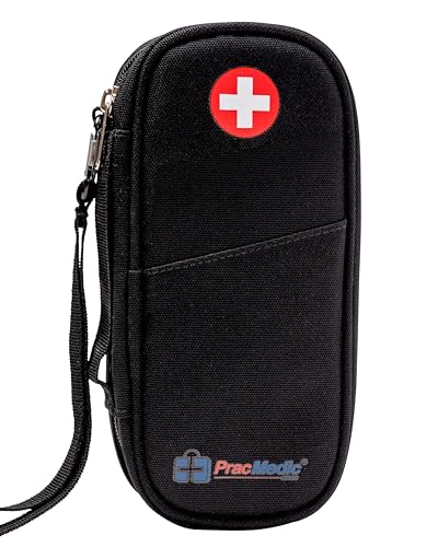 PracMedic Bags Epi Pens Carrying Case- Insulated Epipen Carry Case (Black) | Holds 2 Epi Pens, Auvi-Q or Neffy, Inhaler & Antihistamine. Medical Case for Allergy, Asthma & Diabetes Medicines. - color: Black