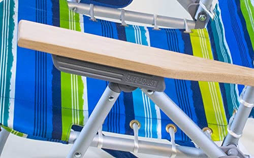 Tommy Bahama Hi-Boy 17" Seat Height 4-Position Lace-Up Suspension Folding Beach Backpack Chair - color: Green and Blue Stripe, style: 1-Pack