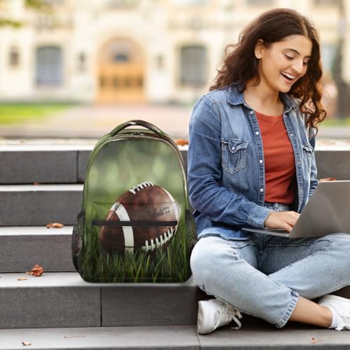 American Football Ball Backpack with Chest Strap, Casual Backpack for Women Men, 16 Inch Daypack for Travel Work, Rugby - color: Brown