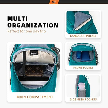SKYSPER Sling Bag RFID Crossbody Sling Backpack Cross Body Shoulder Bag Travel Hiking Daypack for Women Men(Cyan) - color: Cyan