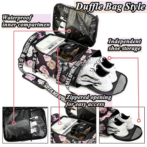 Gym Duffle Bag Backpack with Shoe Compartment,4 ways Travel Backpack for Women and Men,Multi-Functional Weekender bag with Waterproof Layer&Laptop Compartment for Fitness, Travel,Camping - color: Red