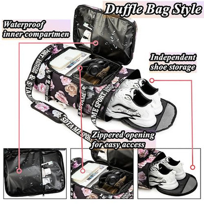 Gym Duffle Bag Backpack with Shoe Compartment,4 ways Travel Backpack for Women and Men,Multi-Functional Weekender bag with Waterproof Layer&Laptop Compartment for Fitness, Travel,Camping - color: Red