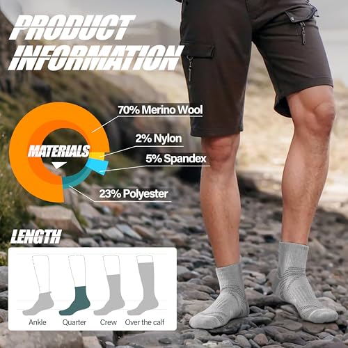 ANTSANG 6 Pairs Merino Wool Quarter Ankle Hiking Running Socks Compression Thermal Thick Cushion Socks for Women Men - color: Pink Series, size: Medium