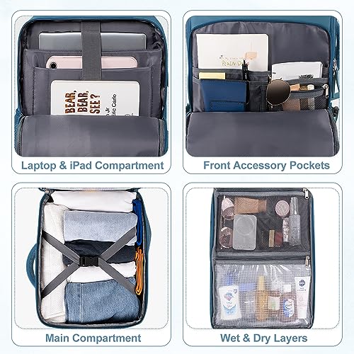 Sinaliy Travel Backpack, Carry on Flight Approved Backpack with Multi-Pockets, TSA Waterproof 17.3inch Laptop Backpack, Personal Item Travel Bag for Men Women, Deep Blue - color: Deep Blue, size: X-Large