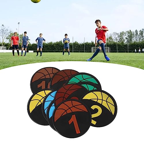 Flat Cones Numbered Spot Markers Set 110 for Soccer Basketball Agility Training – Bright PVC Floor Markers for Sports Drills and Classroom Activities
