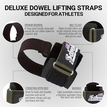 Schiek Sports Model 1000-DLS Deluxe Dowel Lifting Straps - color: Camo