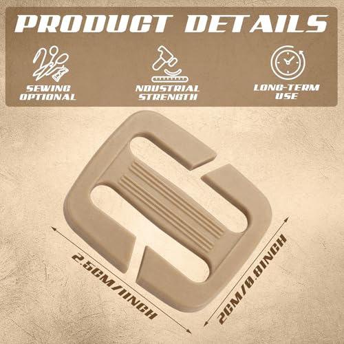 4 Pcs Backpack Strap Clips 1 Inch Detachable Webbing Buckle Nylon Shoulder Strap Holder Backpack Bag - color: Khaki