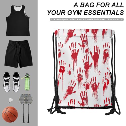 Hand Skull Drawstring Backpack Gym Bag With Shoe Compartment String Bag Sport Beach Swimming Sackpack For Women Men - color: Hand Skull