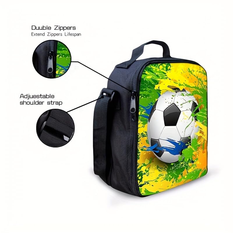3PCS Soccer Backpack Set, 16" Lightweight Football Daypack, Soccer Ball Print Casual Laptop Backpack for Travel Camping Work (style-8) - color: Style-8