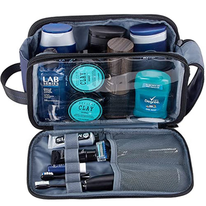 ZEEMO Travel Toiletry Bag for Men, Medium Water-Resistant Double-Sided Full-Open Dopp Kit, Versatile Organizer for Shower and Hygiene Accessories, Bathroom Essentials, Cosmetics, Blue | double-sided storage and water-resistant fabric for travel essentials