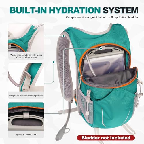 10L Small Hiking Backpack, Mini Travel Daypack for Men Women, Lightweight & Water Resistant - color: Teal Green