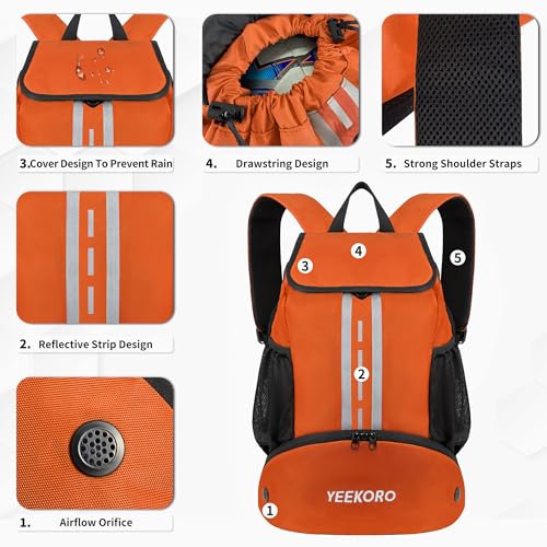 Soccer Backpack Multifunctional Sport Gym Bags with Dry-wet Separate & Shoe Compartment for Basketball Volleyball - color: Upgraded Orange