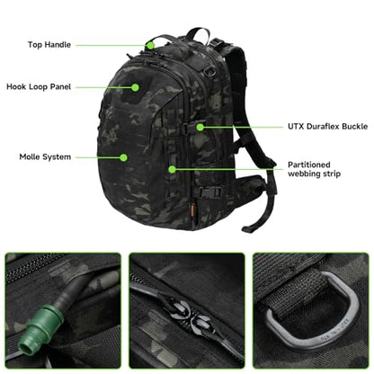 EXCELLENT ELITE SPANKER 40L Tactical Military Backpack for Men and Women Large Rucksack Assault Pack Bag for Outdoor Camping, Hiking,Travel Backpacking(Multicam Black) - color: Multicam Black