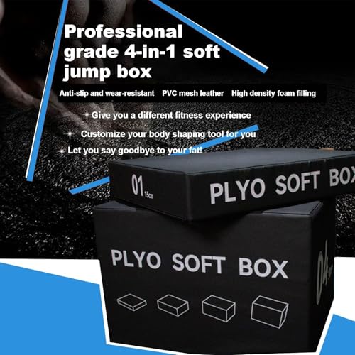 LICOME 4-in-1 Foam Jumping Exercise Box Plyo For Home Gym Non-slip PU Leather Cover For Workouts Training Strength - size: 2