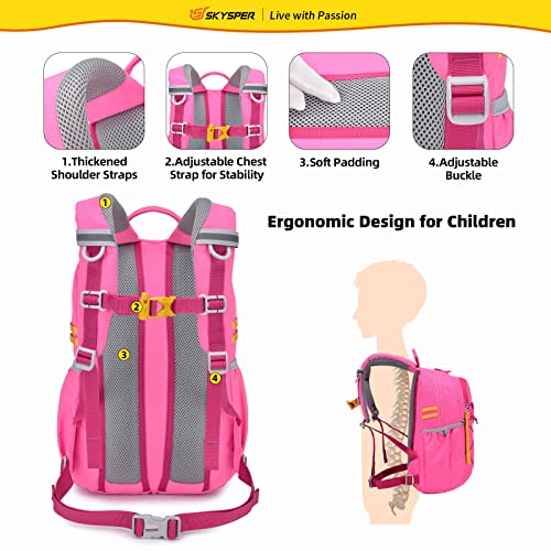 SKYSPER Kids Backpack 12L Children School Bag Child Boy Girl Pack Ages 4-8 for Traveling Day Trips Classes Camping - color: Pink, size: Small