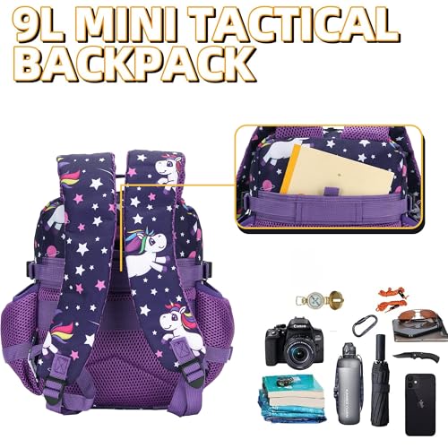 9L Mini Tactical Backpack for Men and Women Tactical Backpack Small for Hiking Small Tactical Bag Fitness Pack - color: Purplestar
