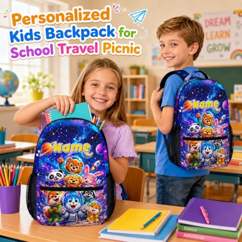 Kids Backpack Toddlers Custom Astronaut Backpacks for Boys Girls, 17in Lightweight Cute Funny Animal School Bookbag for Kindergarten Preschool Elementary - color: Brown