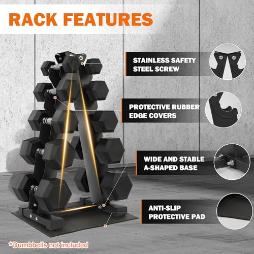 Fitvids A-Frame Dumbbell Weight Rack, Vertical Storage Rack for Dumbbells, Weight Stand Only for Home Gym Space Saver, 4-Tier or 5-Tier Option - style: A-Frame, 5-Tier