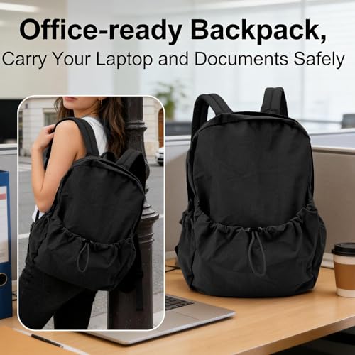 Simple Backpack for Women Men, Aesthetic Medium Backpack Lightweight Casual Daypack Cute Bookbag for Women Men (Black, 38x26x10cm) - color: Black