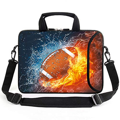 AMARY 14" 15" 15.4" 15.6" laptop sleeve chromebook case adjustable shoulder strap with handle accessory pocket for men women (Football) - color: Football