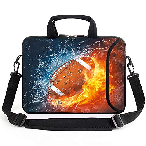 AMARY 14" 15" 15.4" 15.6" laptop sleeve chromebook case adjustable shoulder strap with handle accessory pocket for men women (Football) - color: Football