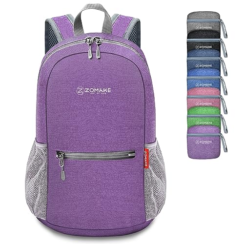 ZOMAKE 10L Lightweight Packable Hiking Backpack, Small Travel Hiking Daypack for Women Men Tear Resistant Foldable Day Pack for Camping Outdoor Sports(Light Purple) - color: Light Purple