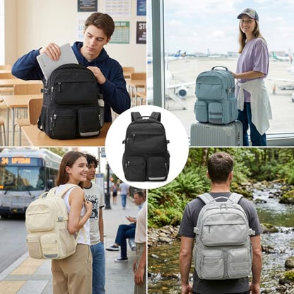 Lohol Water Resistant Backpack with Multifunctional Pockets for Teens, Durable Bookbag fits 15.6 inch Laptop for School Travel College, 25L (Navy Blue) - color: Navy Blue