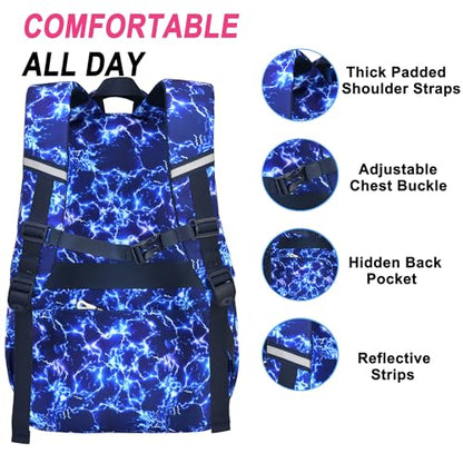 3PCS Kids Backpack Set, School Backpack with Lunch Bag & Pencil Case, Lightweight Waterproof Bookbag for Kids (Flame Soccer Blue) - color: Flame Soccer Blue