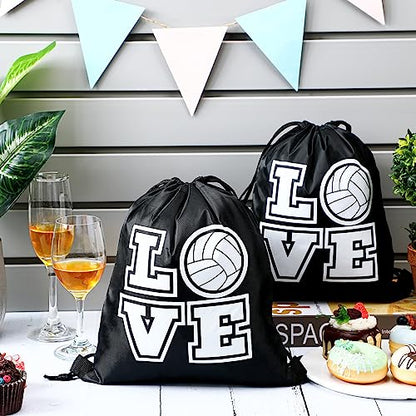 Tanlade 24 Pcs Drawstring Bags Cinch Sack Candy Drawstring Bag Goodie Favor Bags Supplies Gifts for Sports Party Men Women(Volleyball,10 x 12 Inch) - size: 10 x 12 Inch, style: Volleyball