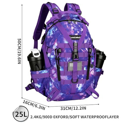 Lovelinks21 25L Tactical Backpack Hiking Daypacks Outdoor Military Molle Bag EDC Rucksack Motorcycle Backpack for Camping - color: Purple Tie Dye