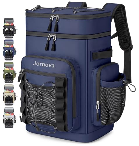 Insulated Cooler Backpack, 35L Leakproof Backpack with Double Compartments for Men & Women, Large Lunch Cooler for Camping, Beach, Travel, Picnic, Up to 48 Cans - color: Blue