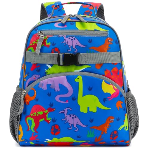 FlowFly Kids Backpack for Toddler Boys Girls, Simple Lightweight Bookbag for Daycare Kindergarten Elementary School Travel, Small Modern Bag (Medium 15''), Clear - color: Dinosaur, style: Kids Medium: 12l