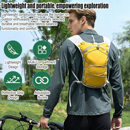 Travel Hiking Cycling Lightweight Backpack Adjustable shoulder straps, Running Hydration Vest for Outdoor Trail for Men Women-Yellow