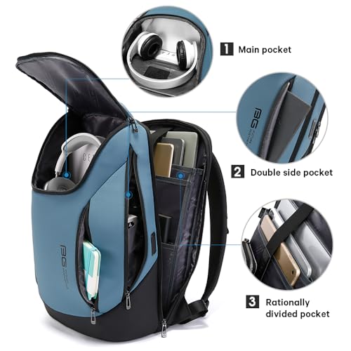 BANGE Business Smart Backpack Waterproof fit 15.6 Inch Laptop Backpack with USB Charging Port,Travel Durable Backpack - color: Light Blue
