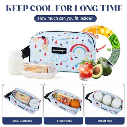 Cerbonny Small Cooler Bag,Freezable Lunch Bag,Built-In Ice Pack - color: Blue-Rainbow