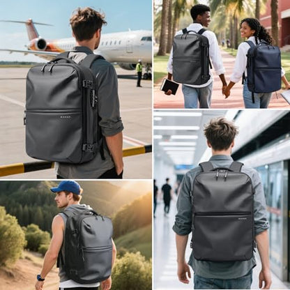 BANGE Travel Backpack with TSA lock version can hold 15.6 inch Laptop suitable Daily Commute and Overnight Flight Approved Anti-theft Bag - color: Grey