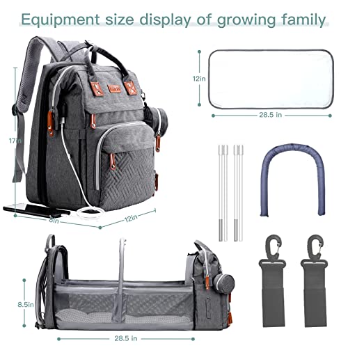ISMGN Diaper Bag Backpack with Changing Station, Extra Large Diaper Bag, Multifunctional Diaper Bag, Baby Bag, Deep Gray - color: Upgrade Deep Gray