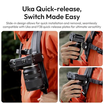 ULANZI Camera Backpack Strap Clip,w Plate Quick Release System, Compatible w Uka QR Plates, for Sony, Nikon, Fuji, DSLR Action Cam Mount, Bearable Load up to 10kg【Not Compatible w F38/Arca System】